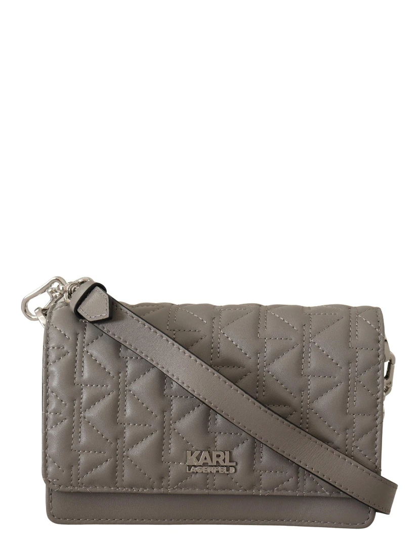 Light Grey Leather Crossbody Bag