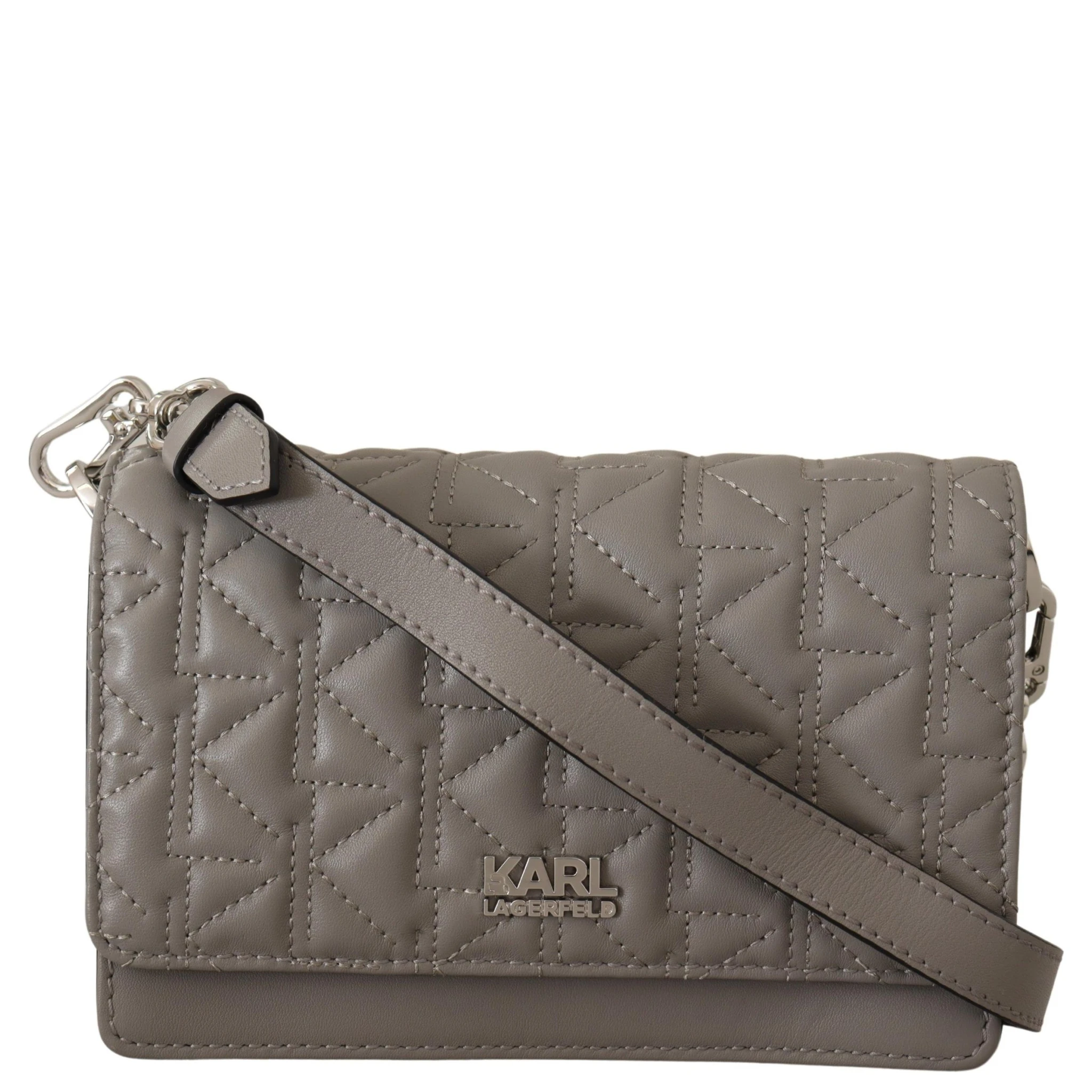 Light Grey Leather Crossbody Bag
