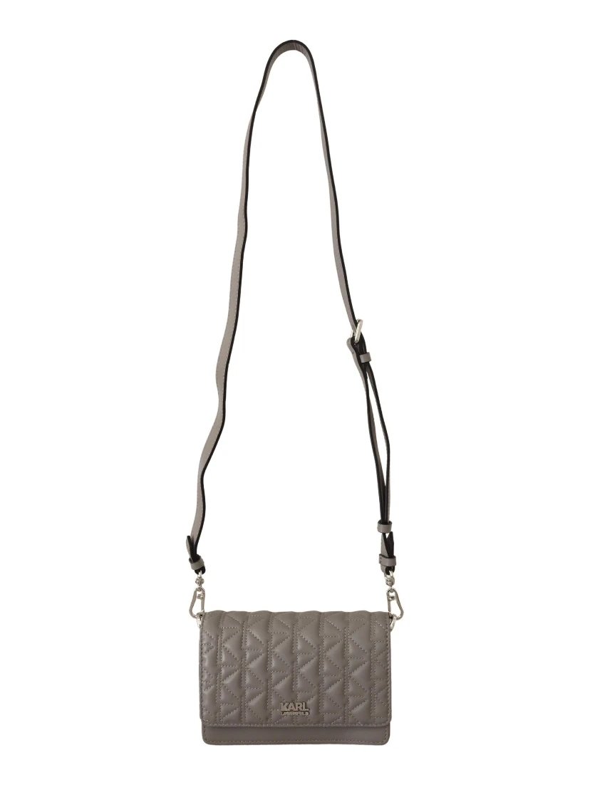 Light Grey Leather Crossbody Bag