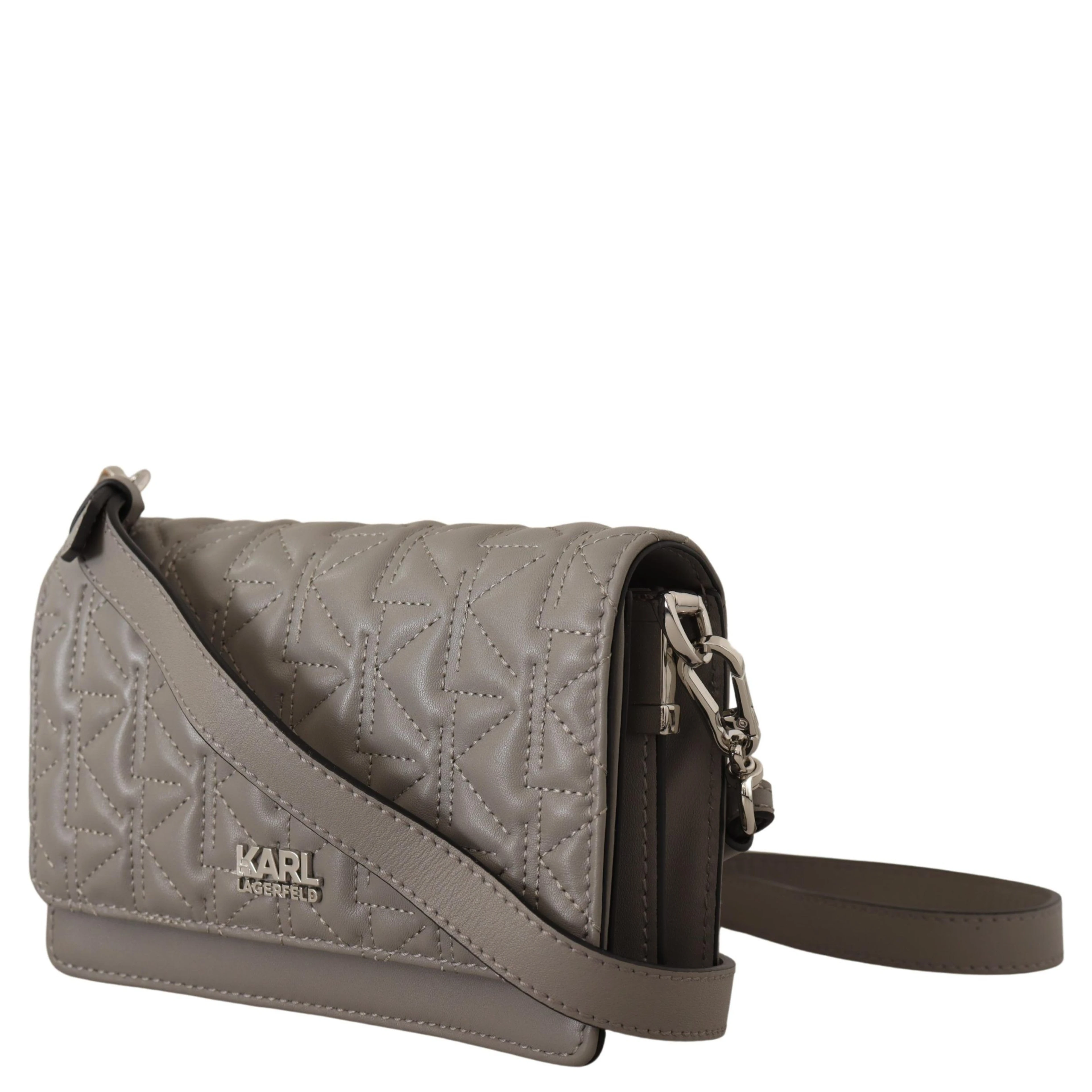 Light Grey Leather Crossbody Bag