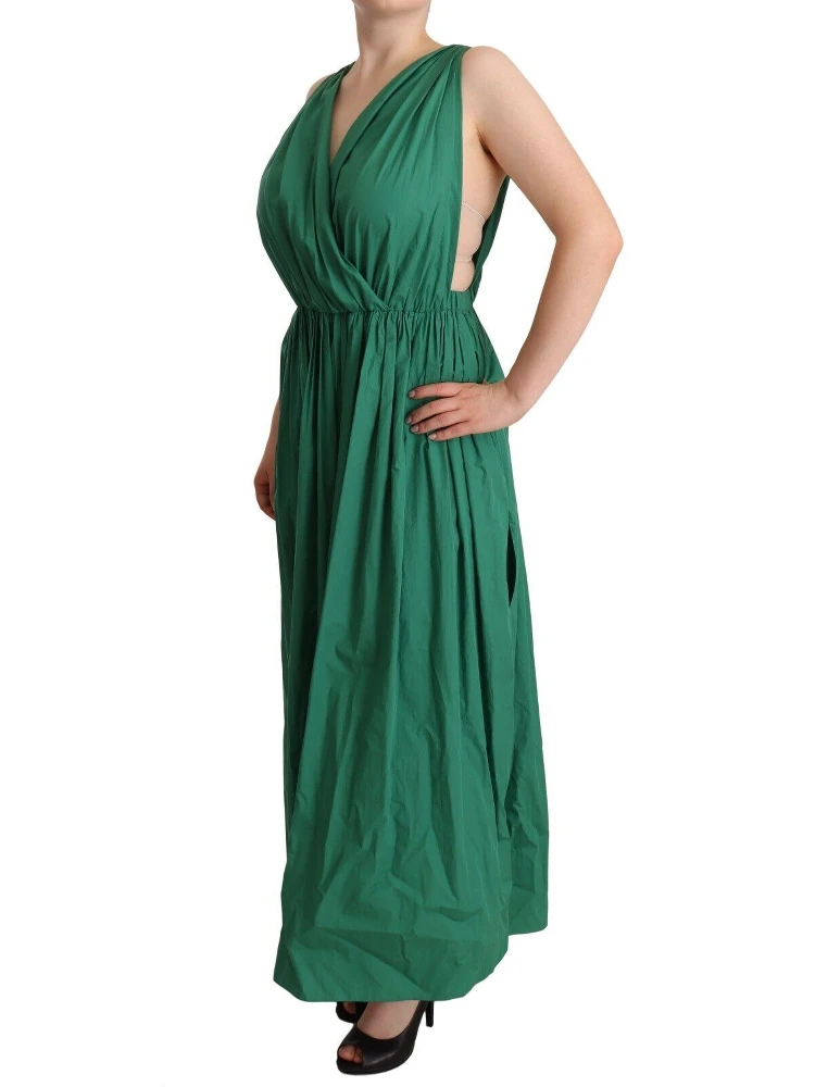 Green Cotton Sleeveless V-neck Dress alternative