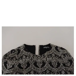 Black Gray Jacquard Sheath Bodycon Dress