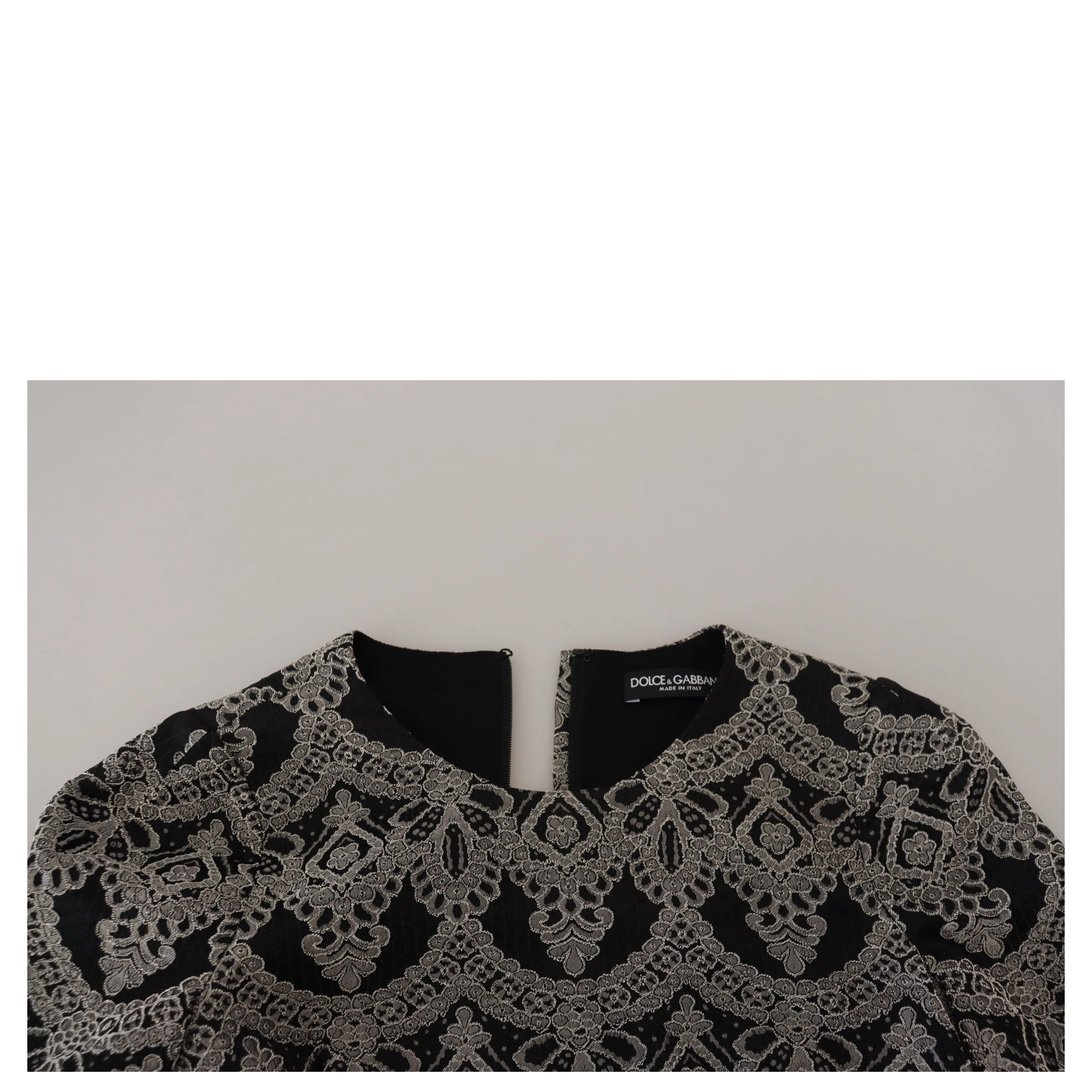 Black Gray Jacquard Sheath Bodycon Dress