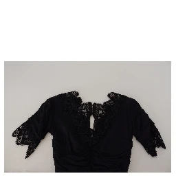 Black Sheath Midi Bodycon Lace Silk Dress