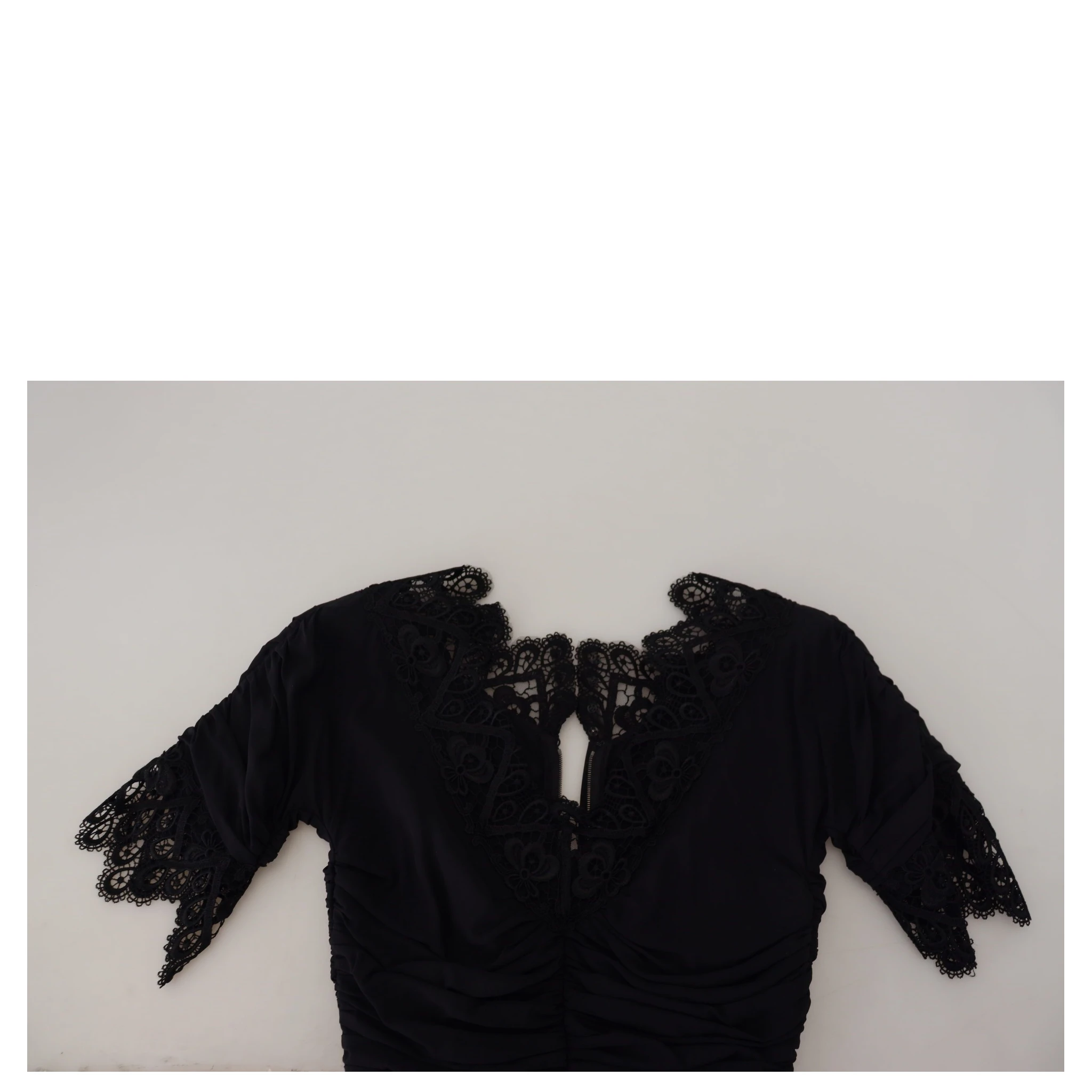 Black Sheath Midi Bodycon Lace Silk Dress