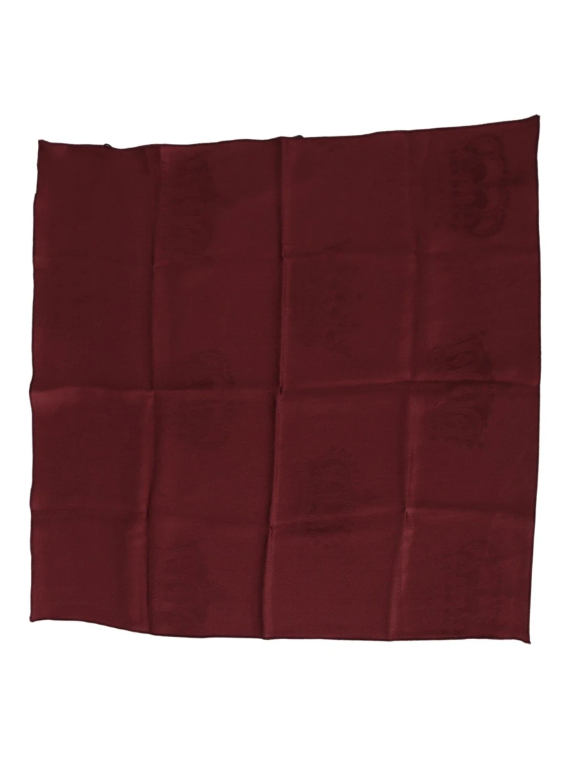 Maroon Silk Crown Square Wrap Handkerchief Scarf