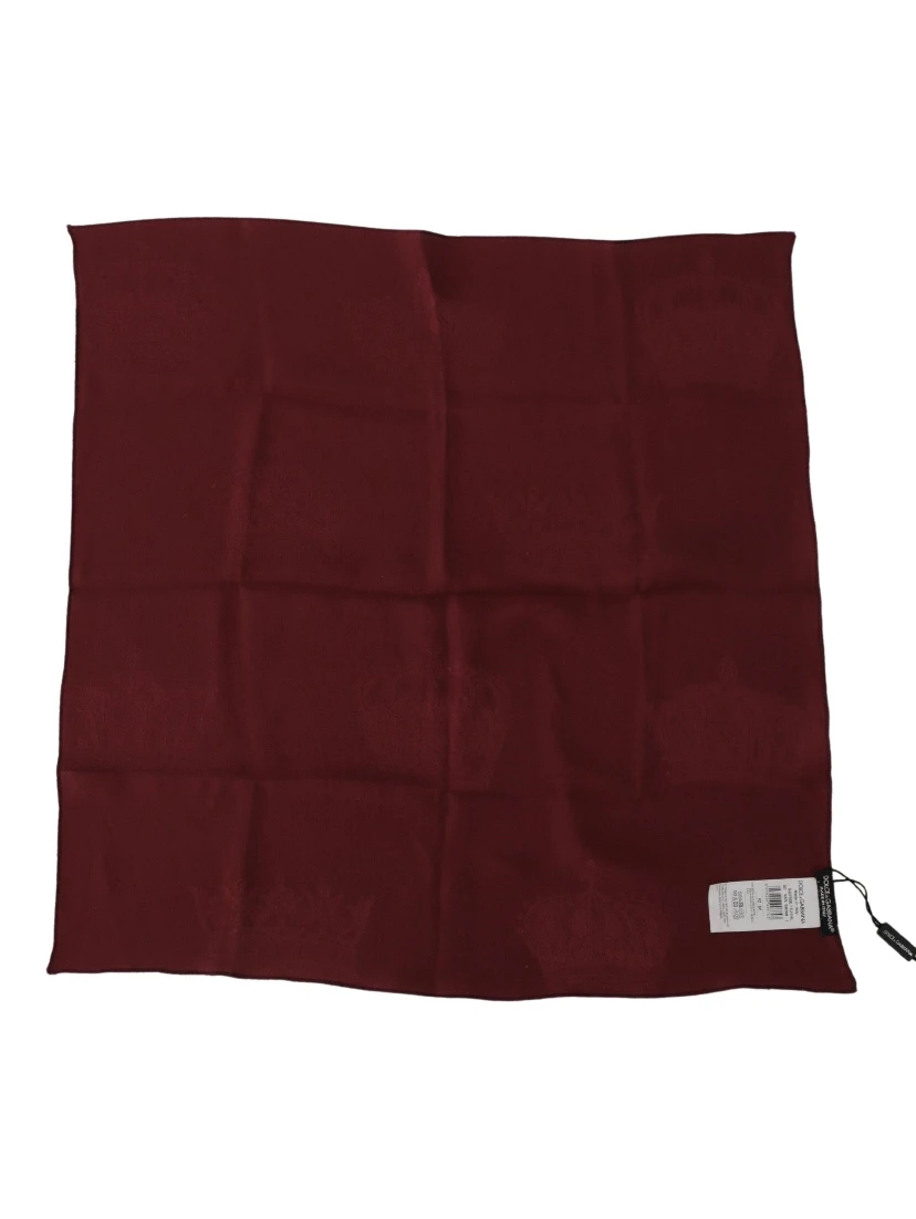 Maroon Silk Crown Square Wrap Handkerchief Scarf