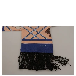 Multicolor Seashell Patterned DG Logo Shawl Fringe Silk Scarf