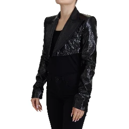 Black Long Sleeves Crop Blazer Cotton Jacket