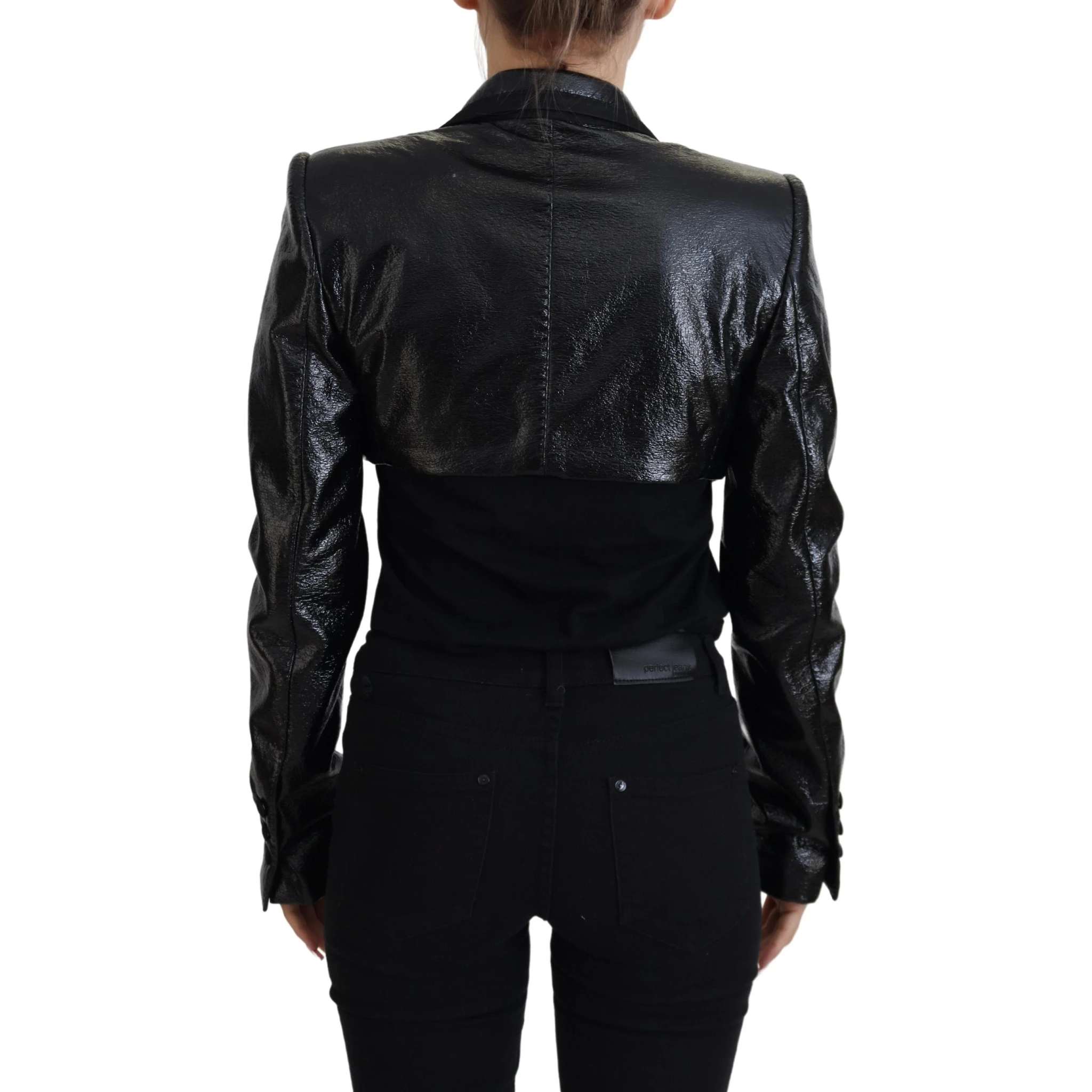 Black Long Sleeves Crop Blazer Cotton Jacket
