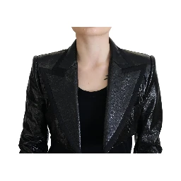 Black Long Sleeves Crop Blazer Cotton Jacket