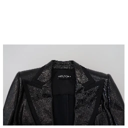 Black Long Sleeves Crop Blazer Cotton Jacket