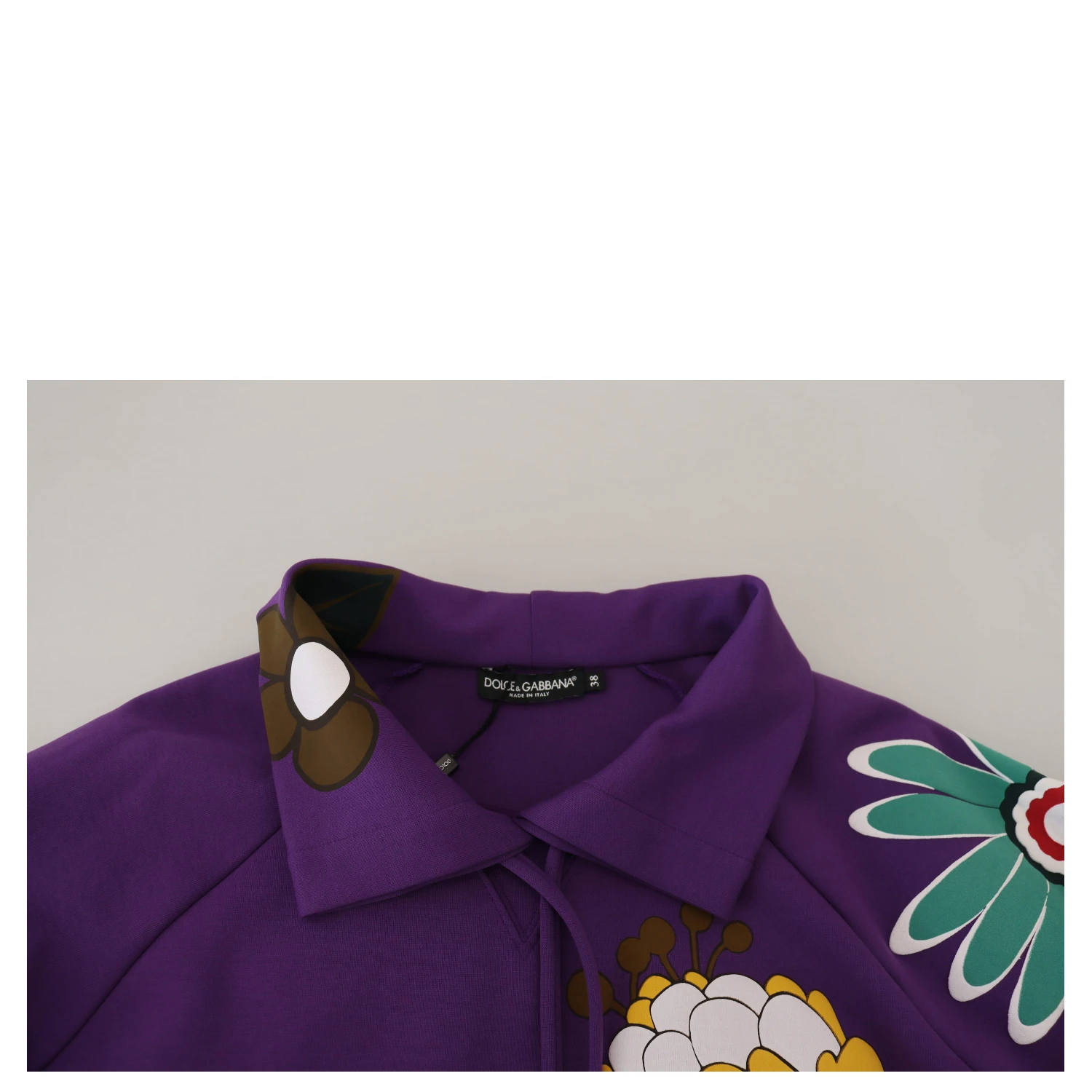 Purple Floral Print Pullover  Cotton Sweater