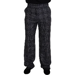 Gray Checkered Mid Waist Men Pants