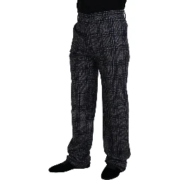 Gray Checkered Mid Waist Men Pants
