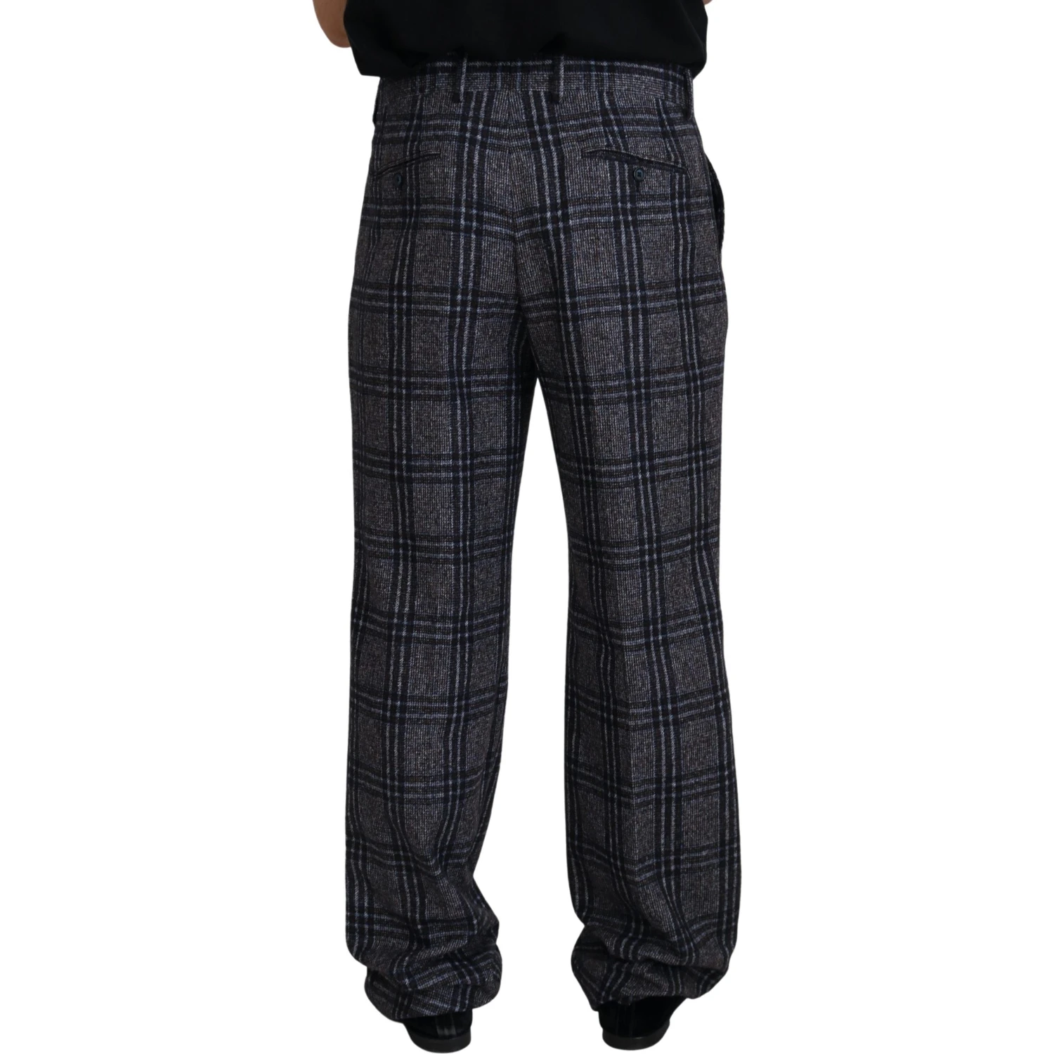 Gray Checkered Mid Waist Men Pants