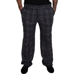 Gray Checkered Mid Waist Men Pants