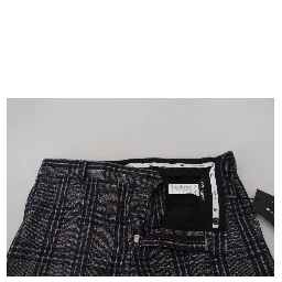 Gray Checkered Mid Waist Men Pants
