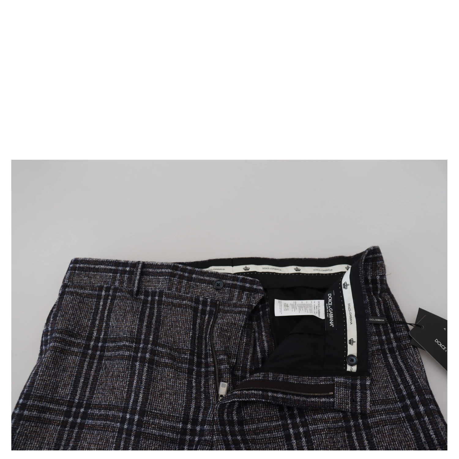 Gray Checkered Mid Waist Men Pants