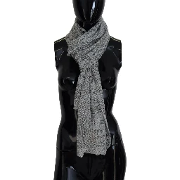 Gray Logo Knitted Neck Wrap Shawl Foulard Scarf