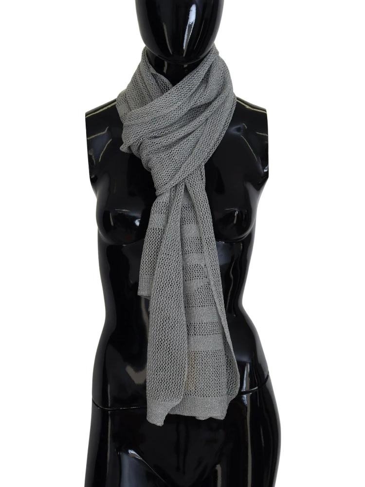 Gray Logo Knitted Neck Wrap Shawl Foulard Scarf