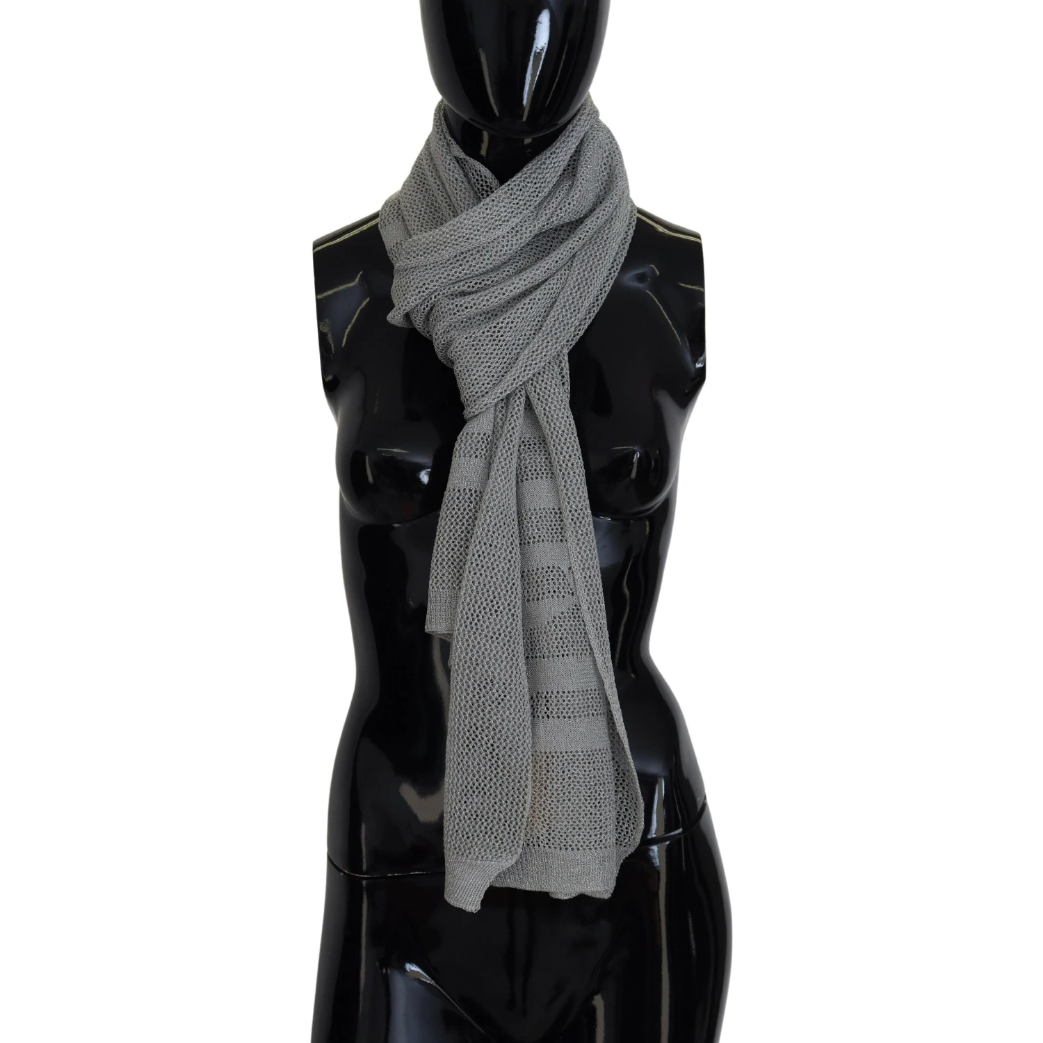 Gray Logo Knitted Neck Wrap Shawl Foulard Scarf