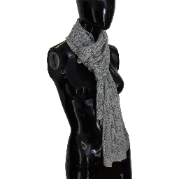 Gray Logo Knitted Neck Wrap Shawl Foulard Scarf