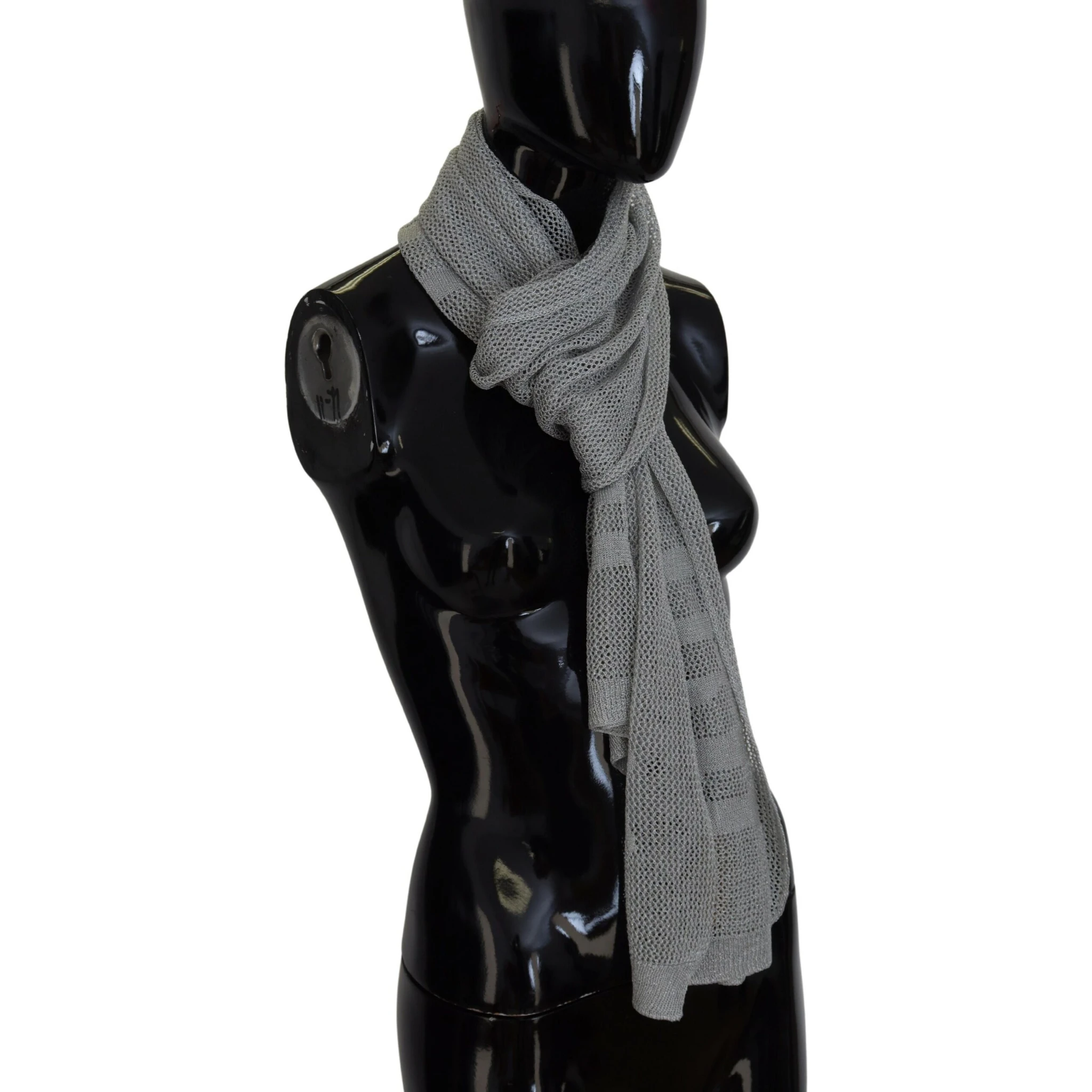 Gray Logo Knitted Neck Wrap Shawl Foulard Scarf