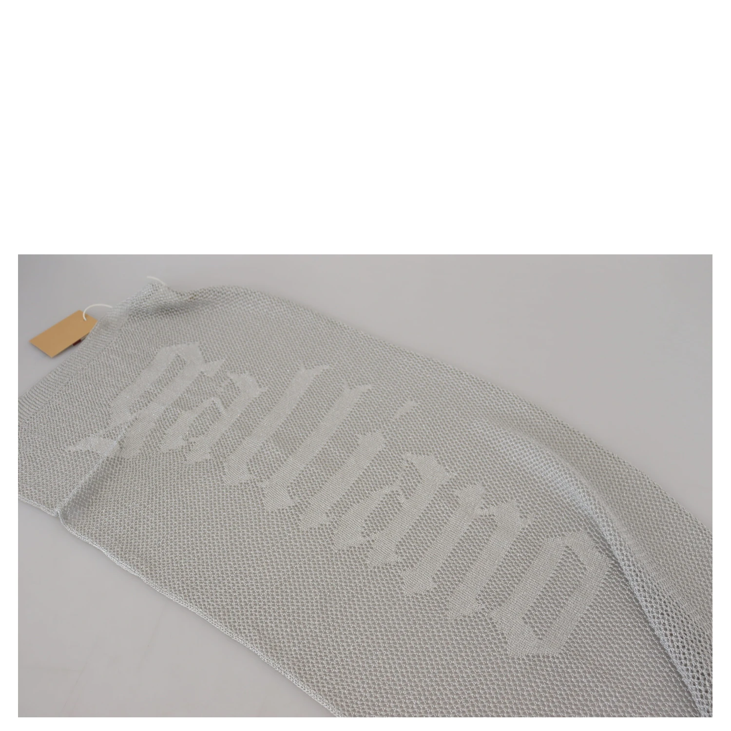 Gray Logo Knitted Neck Wrap Shawl Foulard Scarf