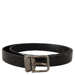 Black Leather Vernice Metal Buckle Belt