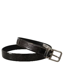 Black Leather Vernice Metal Buckle Belt