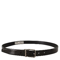 Black Leather Vernice Metal Buckle Belt