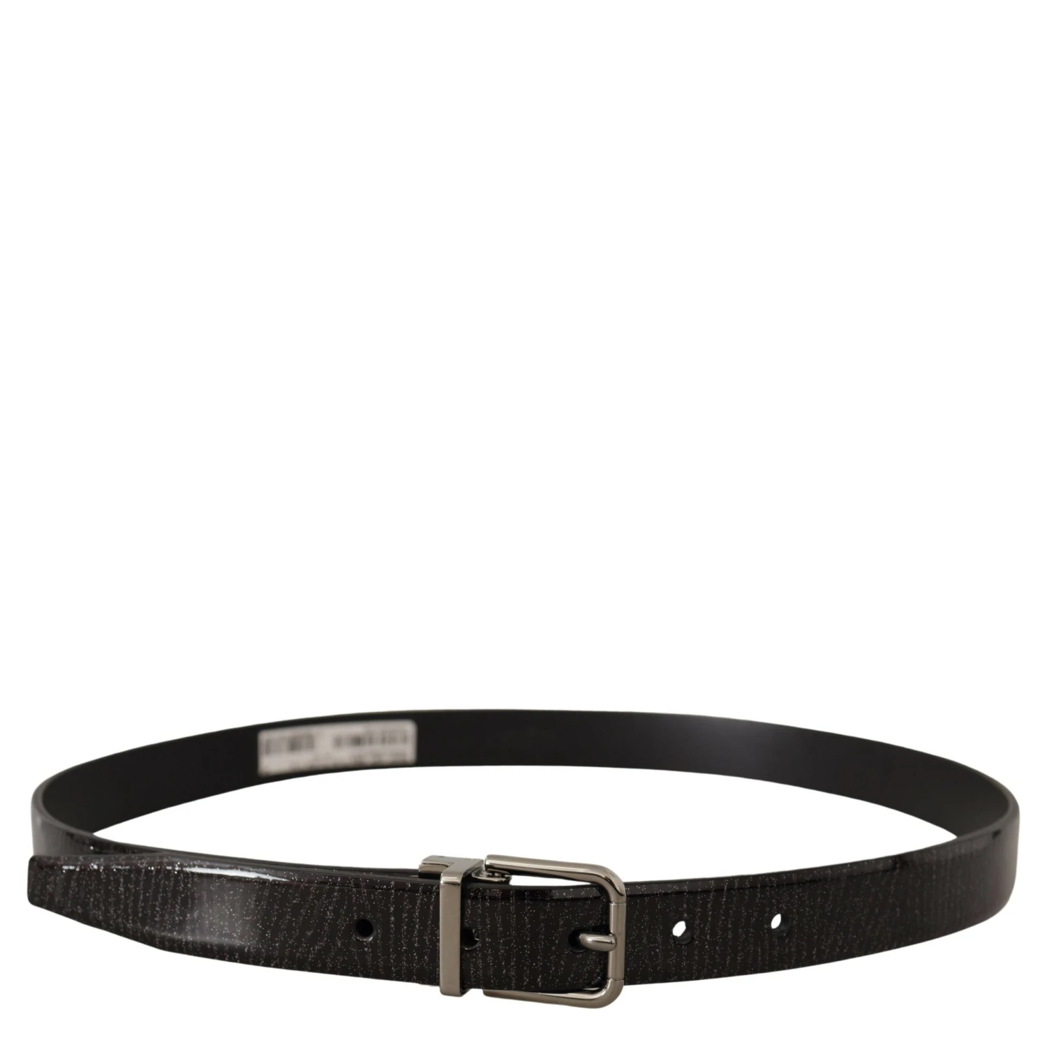 Black Leather Vernice Metal Buckle Belt