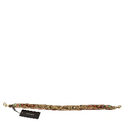 Beige Exotic Leather Crystals Shoulder Strap