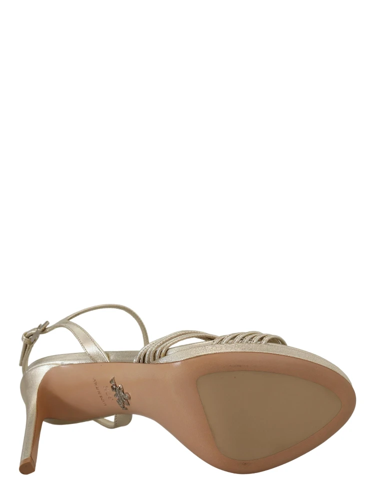 Gold Leather Sandals Ankle Strap Heels Stiletto Sandal alternative