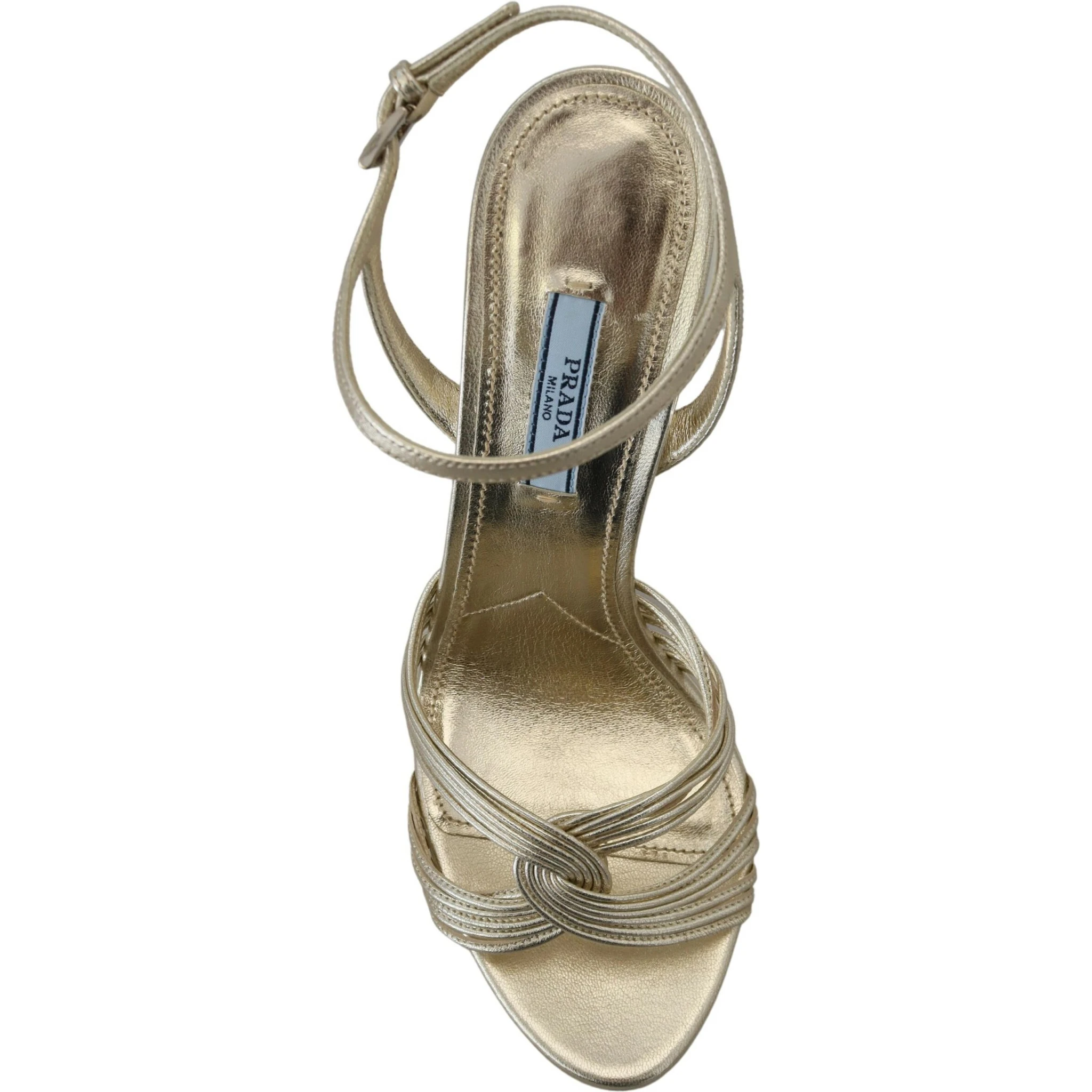 Gold Leather Sandals Ankle Strap Heels Stiletto Sandal