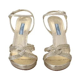 Gold Leather Sandals Ankle Strap Heels Stiletto Sandal