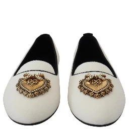 White Velvet Slip Ons Loafers Flats Shoes