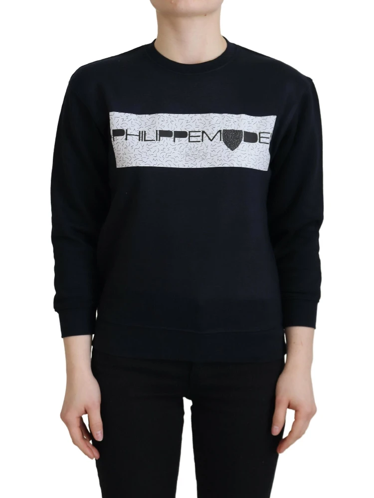 Black Printed Long Sleeves Pullover Sweater