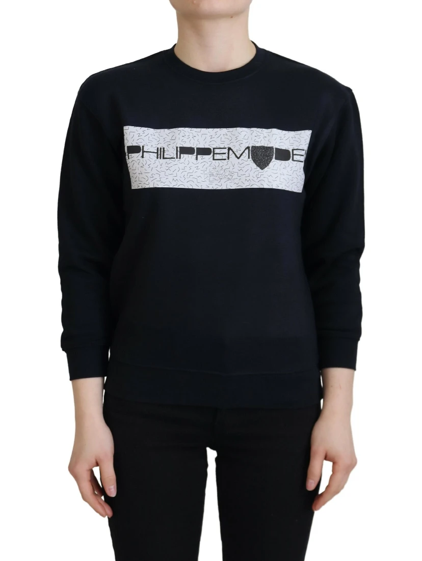 Black Printed Long Sleeves Pullover Sweater