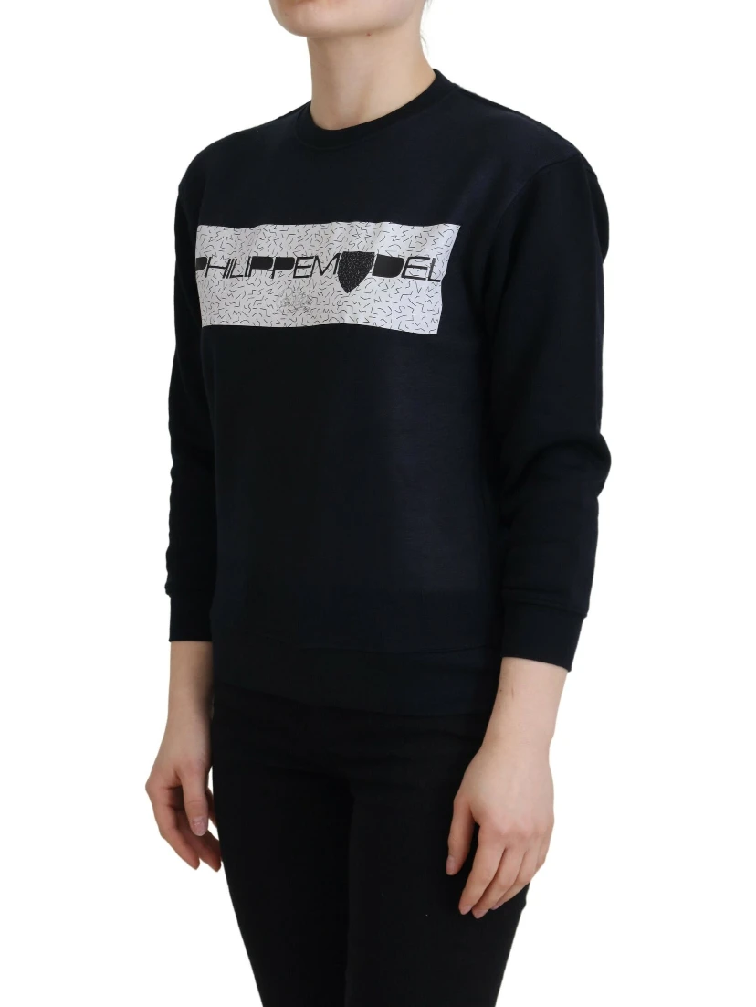 Black Printed Long Sleeves Pullover Sweater