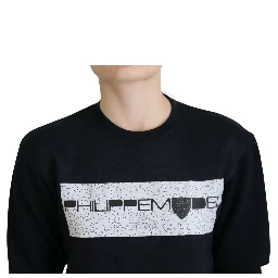 Black Printed Long Sleeves Pullover Sweater