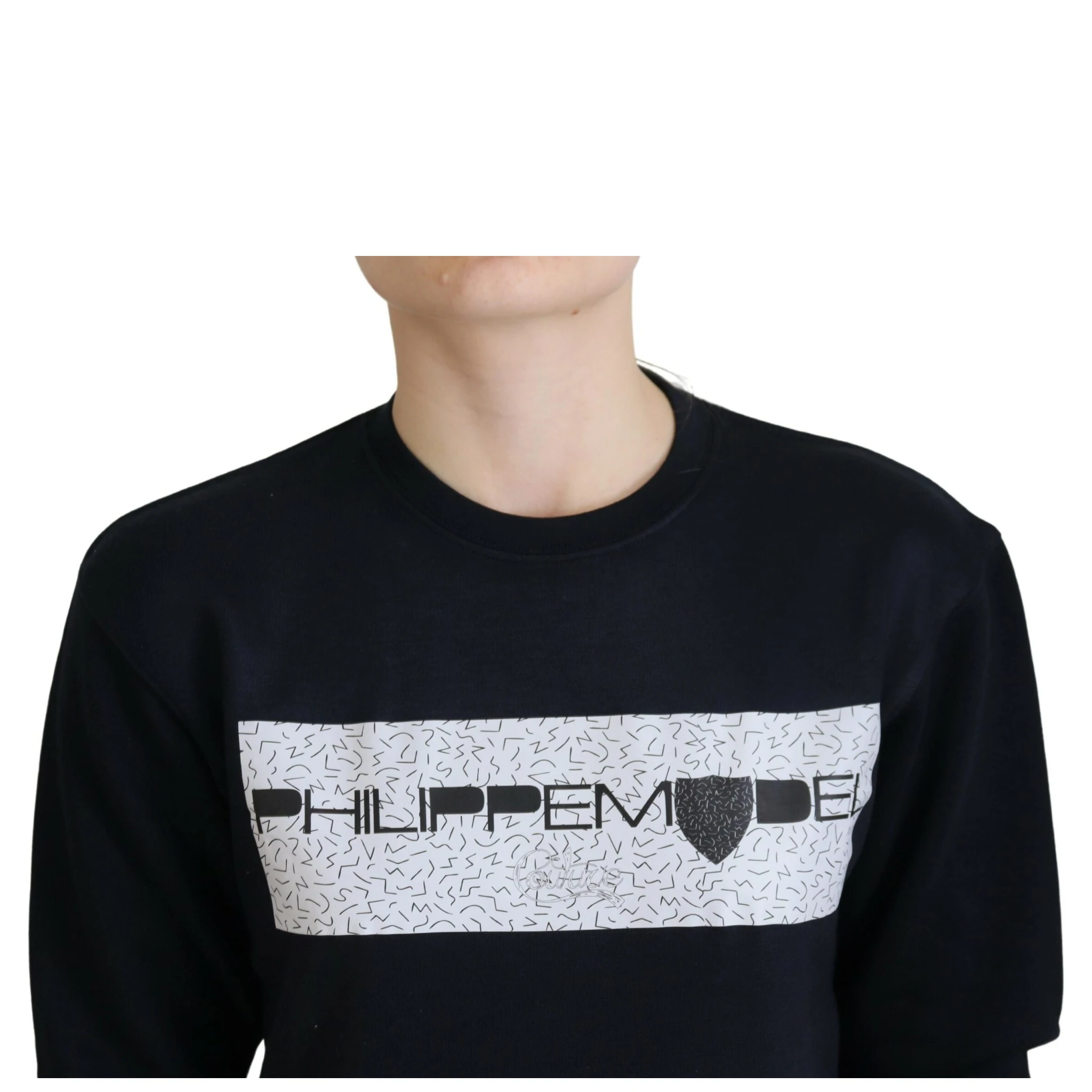 Black Printed Long Sleeves Pullover Sweater