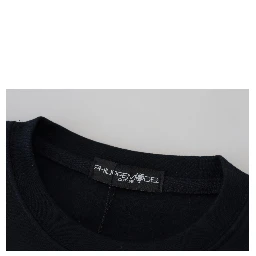 Black Printed Long Sleeves Pullover Sweater