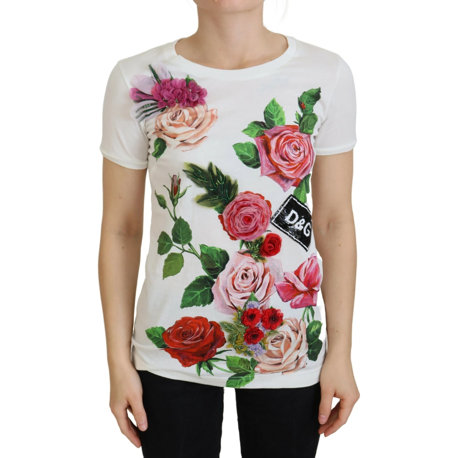 White Rose DGLogo Printed Short Sleeves Top