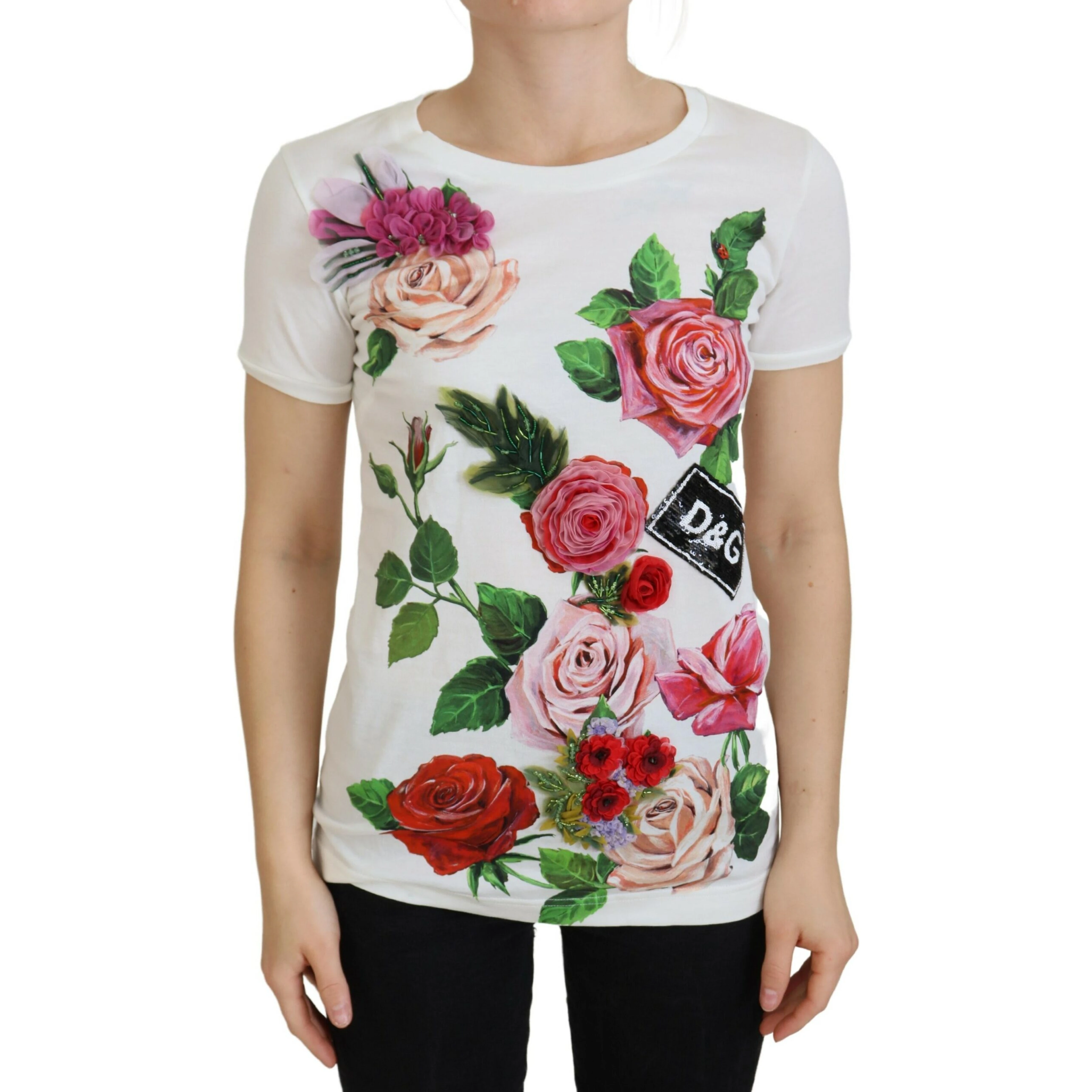 White Rose DGLogo Printed Short Sleeves Top