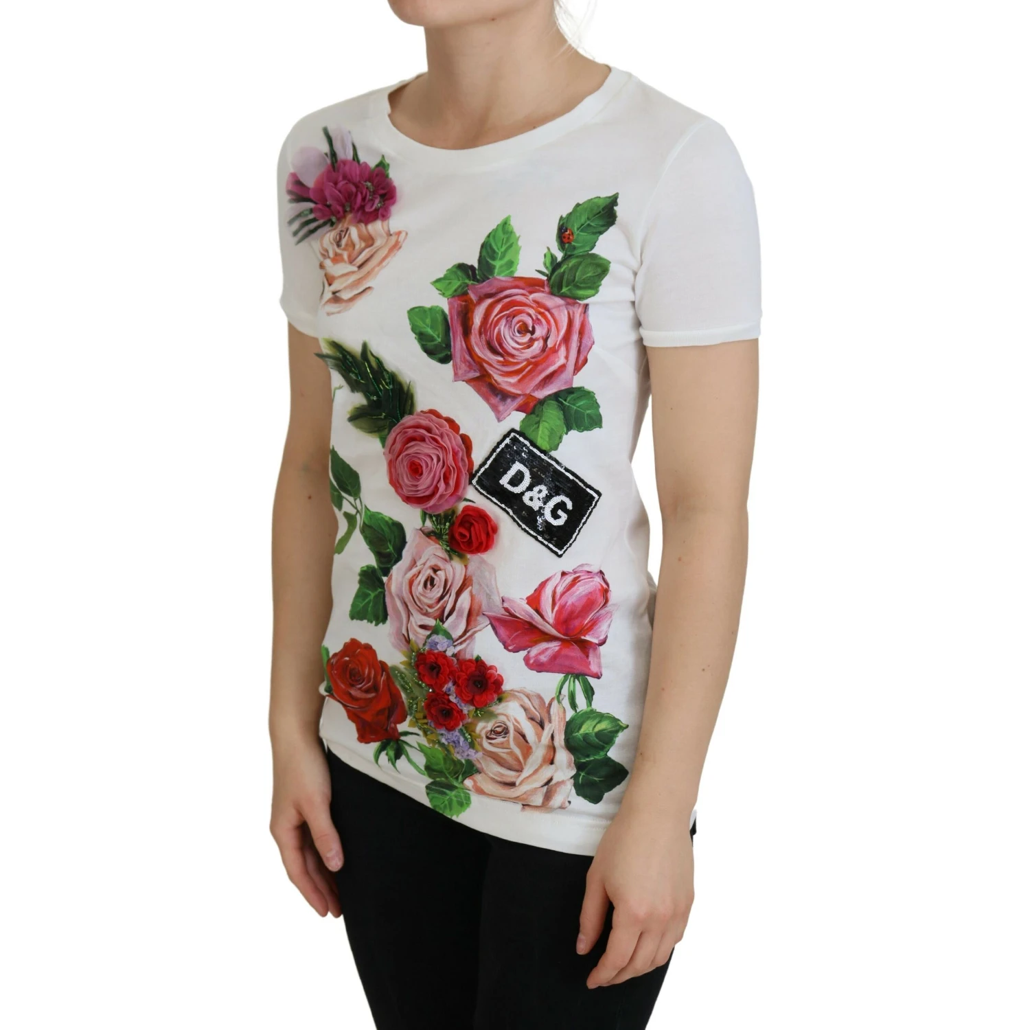 White Rose DGLogo Printed Short Sleeves Top