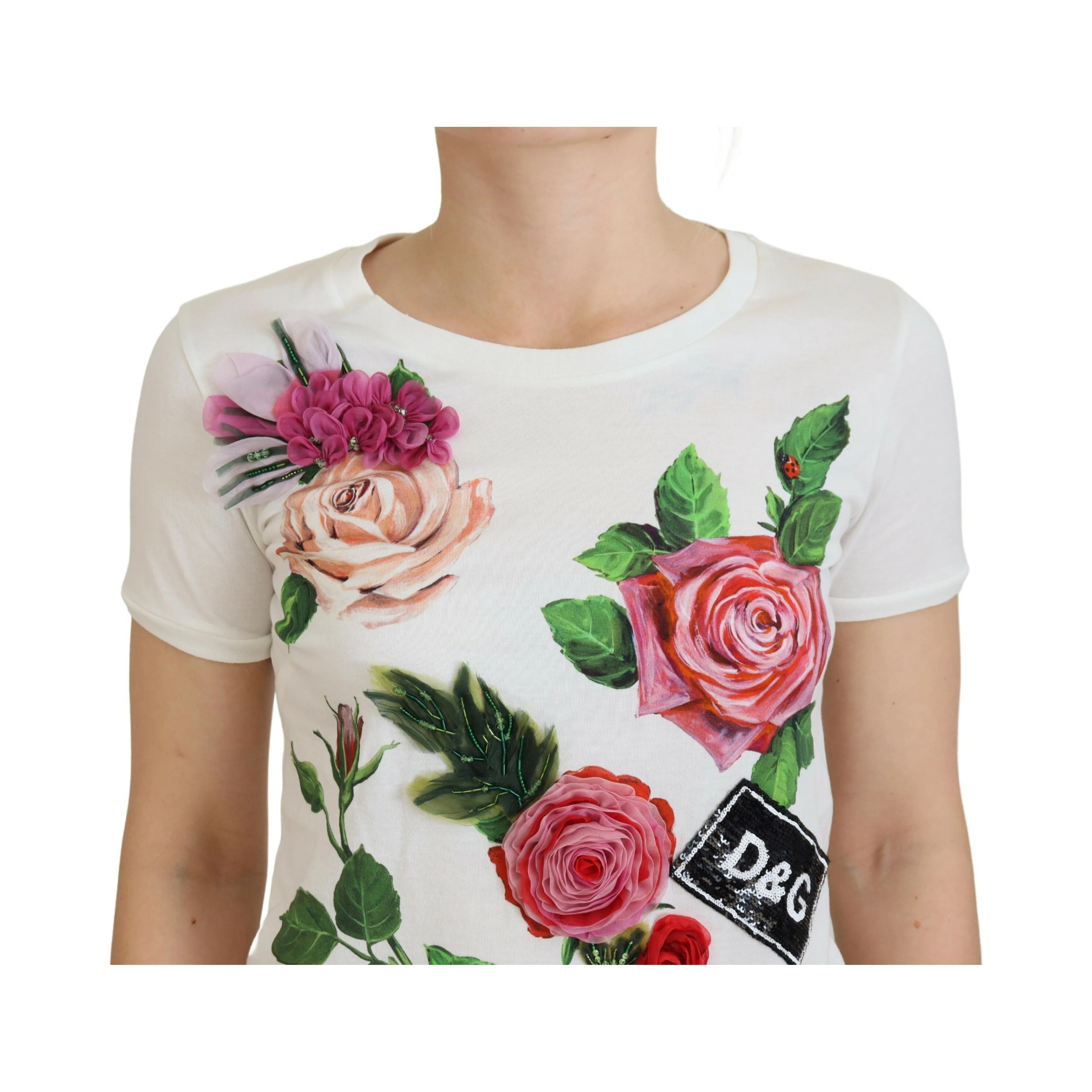 White Rose DGLogo Printed Short Sleeves Top