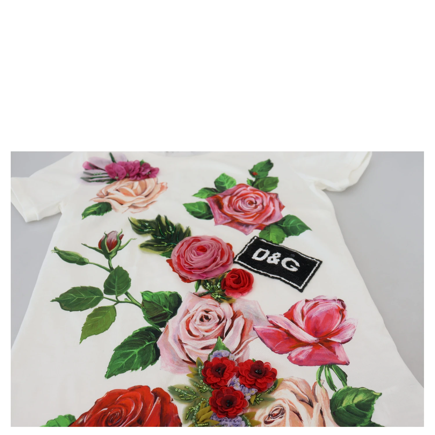 White Rose DGLogo Printed Short Sleeves Top
