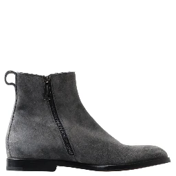 Gray Leather Men Ankle Boots Shoes